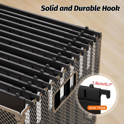 SHUTEX Extra Capacity Plastic Hanging File Folders,12 Pack Reinforced Hang Folder,Heavy Duty 1 Inch Expansion,Filing Cabinet Folders Letter Size for Bulk Files/Medical Charts, Black