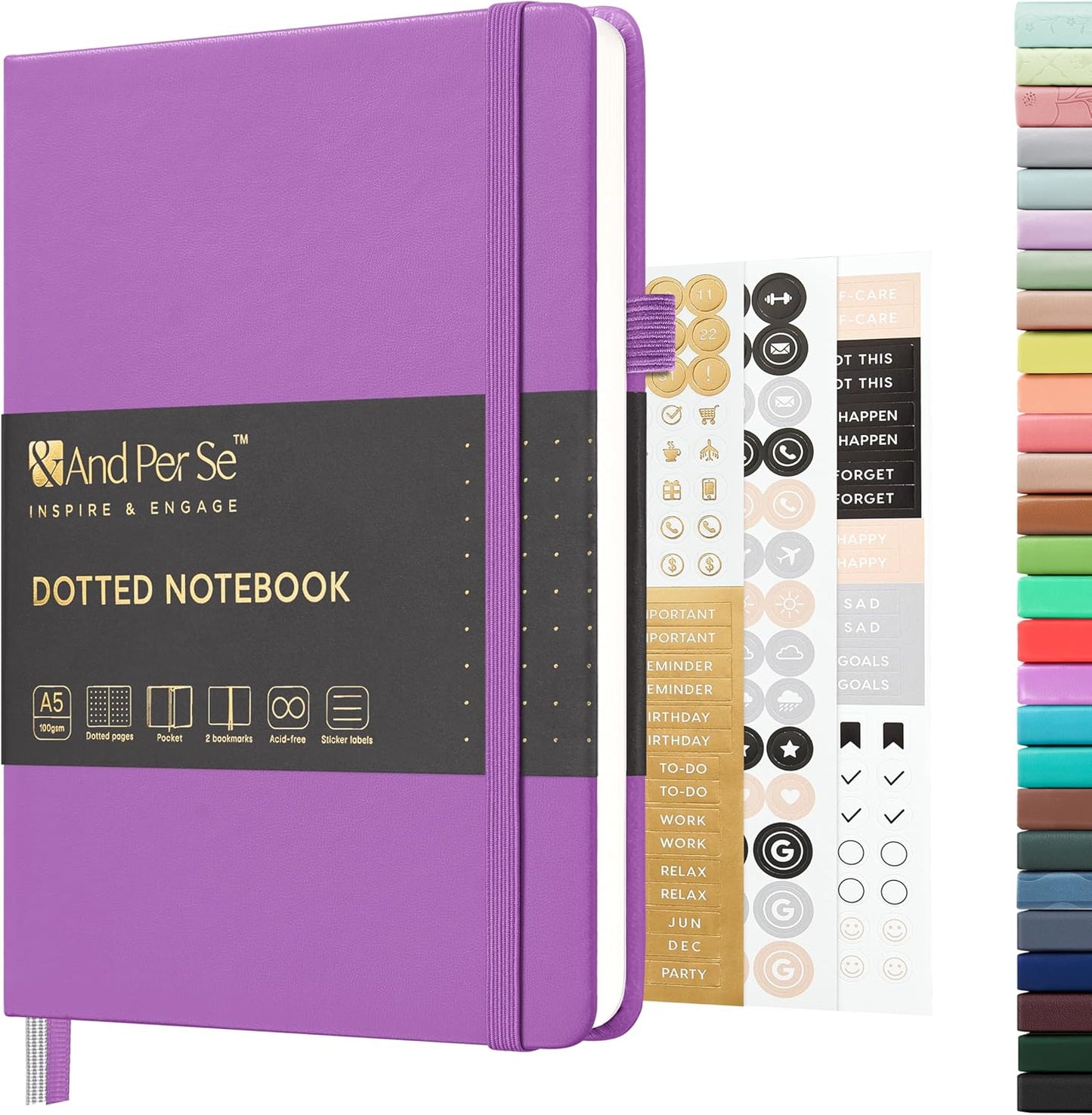 &And Per Se Lined Journal Notebook, 160 Pages, A5 5.7 x 8 inches College Ruled Thick Paper Notebook Journals for Writing, Hardcover Notebooks for Women Men Office School (1 Pack, Green) - Colors B