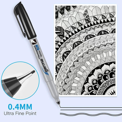 Cgerma Ultra Fine Point Permanent Markers Black, 18 Pack Ultra Fine Tip Markers, Waterproof, Quickly Dry, No bleed, Works on Plastic, Wood,Stone, Metal and Glass for School Office Home