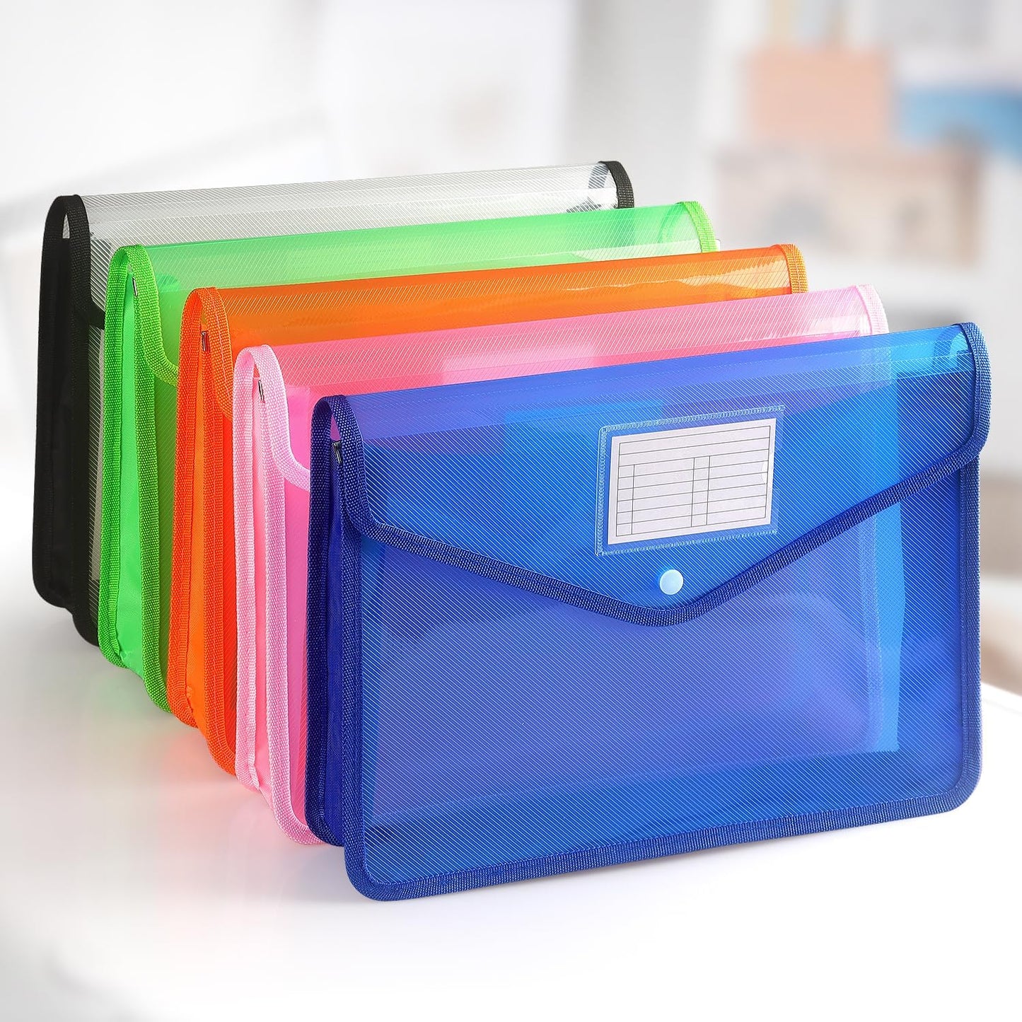 Plastic Expanding File Folder, Transparent envelopes with Snap Closure, No Dividers, Large Capacity, Fit Letter/A4 Size (Pink)