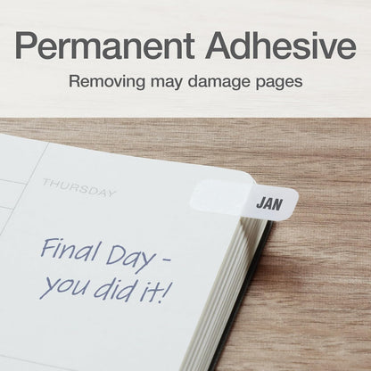 Redi-Tag Daily Adhesive Tabs, Preprinted Daily Tab, 12 Sets of 1-31 plus withBonus Blank Tabs, 7/17" x 1", Durable and Customizable Labels with Permanent Adhesive for Planners & Files, White (1006548)