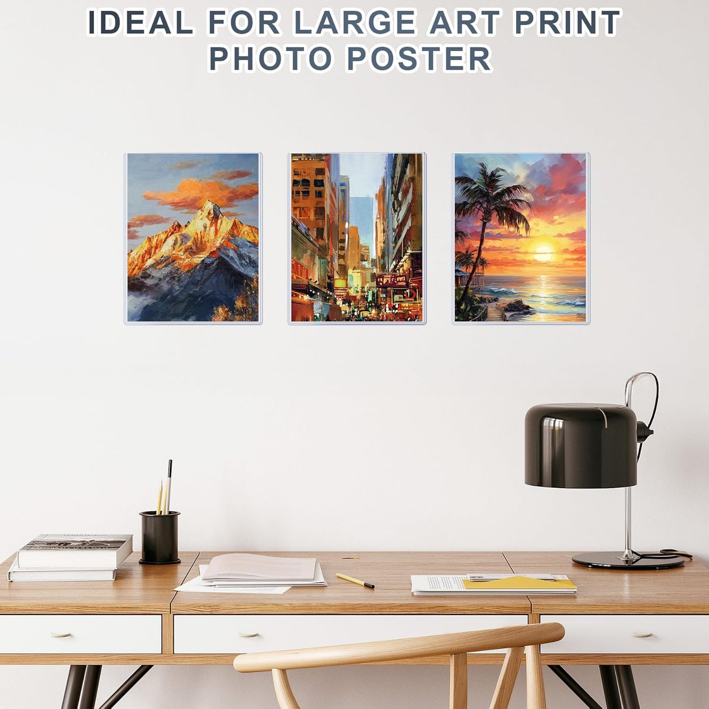 AKONEGE 5PCS 9" x 12" Rigid Print Protectors Clear Plastic Sheet Protectors, Heavy Duty Top Loading Document Holder, Menu Cover, Photo Poster Sleeves Hard Plastic Sleeves for Paper Art Prints