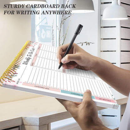 Kamoy Weekly To Do List Notepad with 52 Undated Sheets（8.5"×11"）- Undated Weekly Desk Planner Organizer for Work Home School Office Supplies