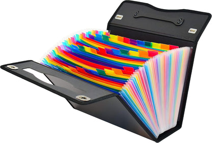 CNK Accordion File Folders with 24 Pockets Organizer for Document Paper Storage Folder Documents Expanding Binder Folio Pocket Receipt Filing Expandable Files Dividers Labels Letter Durable Handle