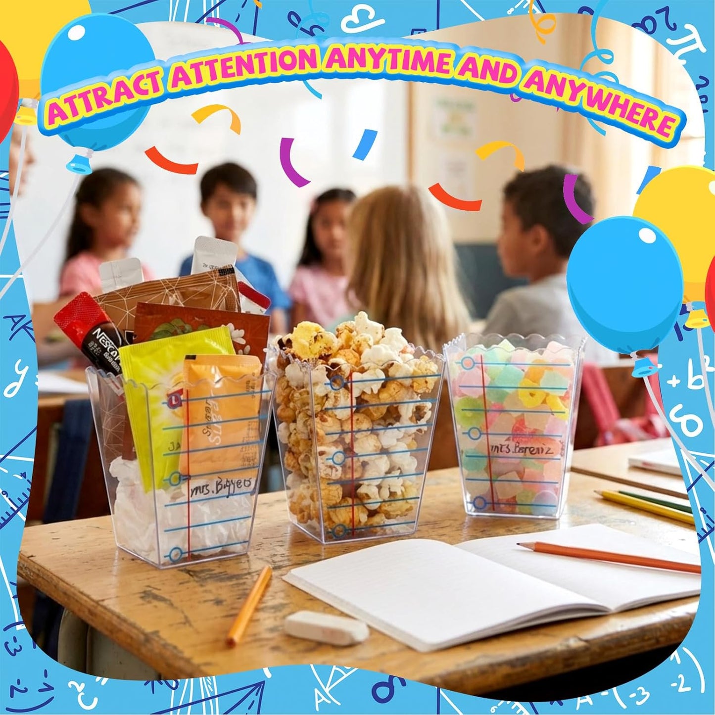 Mimorou 6 Pcs Teacher Gift Box Teacher Appreciation Gift Container Thank You Pencil Notebook Composition Book Crayon Candy Popcorn Holders for End of Year Graduation Party (Notebook)
