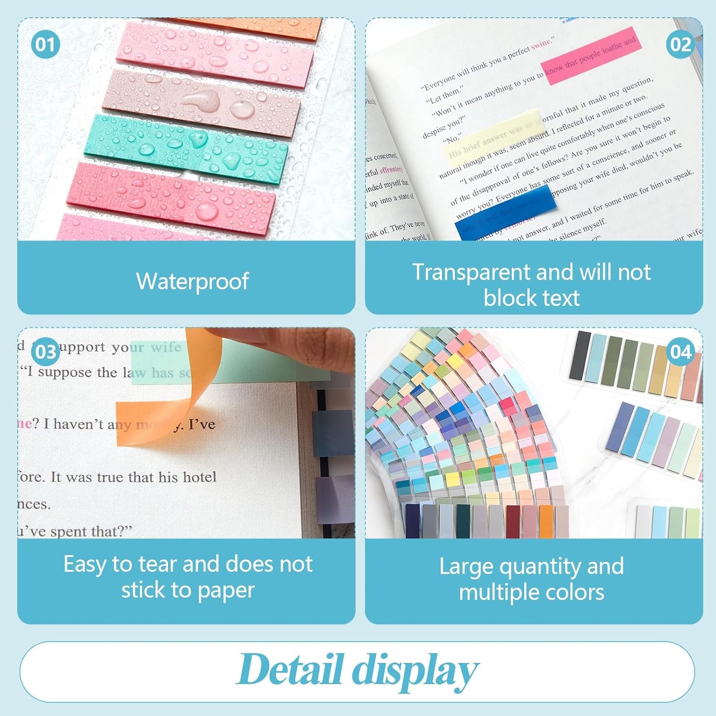 ReliThick 8000 Pcs Writable Sticky Tabs, 40 Colors Book Notes for Annotating Books, Self-Adhesive Index Tabs for Bible, Planner, Notebook, School & Office Supplies