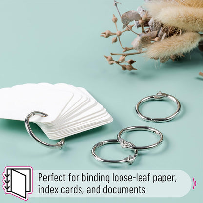 Mr. Pen- Loose Leaf Binder Book Rings, 5 Assorted Sizes (0.6", 1", 1.2", 1.5",2"), 36 Pack, Metal Binder Rings for Index Cards, Keychains, School, Home, Office, Silver
