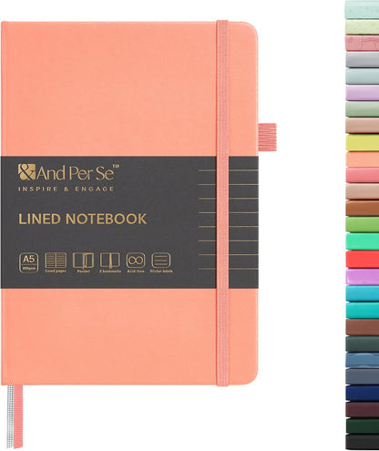 &And Per Se Lined Journal Notebook, 160 Pages, A5 5.7 x 8 inches College Ruled Thick Paper Notebook Journals for Writing, Hardcover Notebooks for Women Men Office School (1 Pack, Green) - Colors B