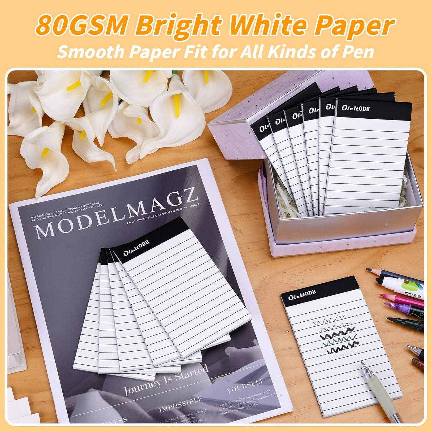 Note Pads 4x6, 36 Pack Small NotePads, Server Pads, Scratch Pads 4x6, Memo Pads White Paper, 50 Sheets per Blank Note Pads 4 x 6, Mini Writing Pads Pocket Notepads for Office School Home Supplies
