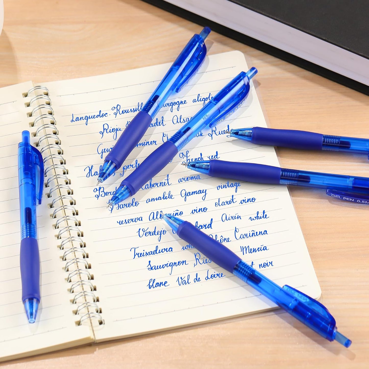 USUAL Gel Pens 0.5 mm,12 Pack Retractable Black Ink Pen Fine Point Rollerball Pens,Quick Dry Smooth Writing,No Bleed for Journaling Note Taking, Home School Office Supplies