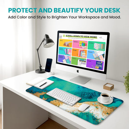 Large Mouse Pad for Desktop, Cute Desk Mat Pad Protector for Work & Gaming, Aesthetic Pretty Anti-Slip Laptop Blotter Cover for Office School Home Supplies, Wildflowers, 31.5" x 11.8"