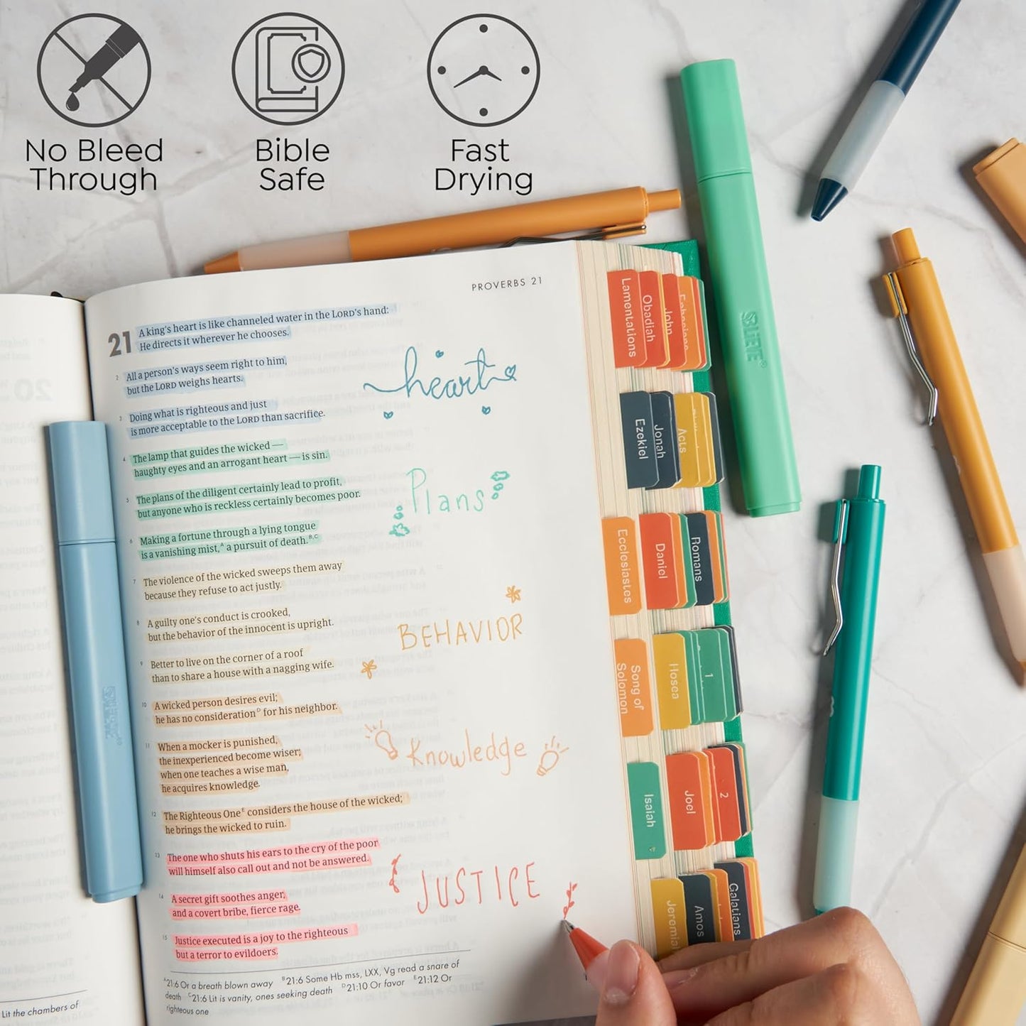 BLIEVE - Aesthetic Highlighters and Gel Pens With Soft Ink and Chisel Tip, Bible Highlighters and Pens No Bleed, Dry Fast Easy to Hold, for Bible Journaling Planner School Supplies (MORANDI)