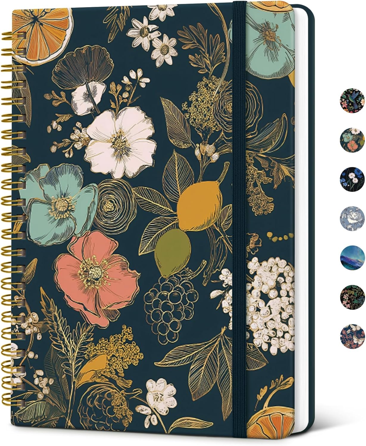 Taja Lined Spiral Journal Notebook for Women, A5 Cute College Ruled Hardcover Notebook for Work & Note Taking, Pretty Journal for Writing, 140 Pages, Flower Garden