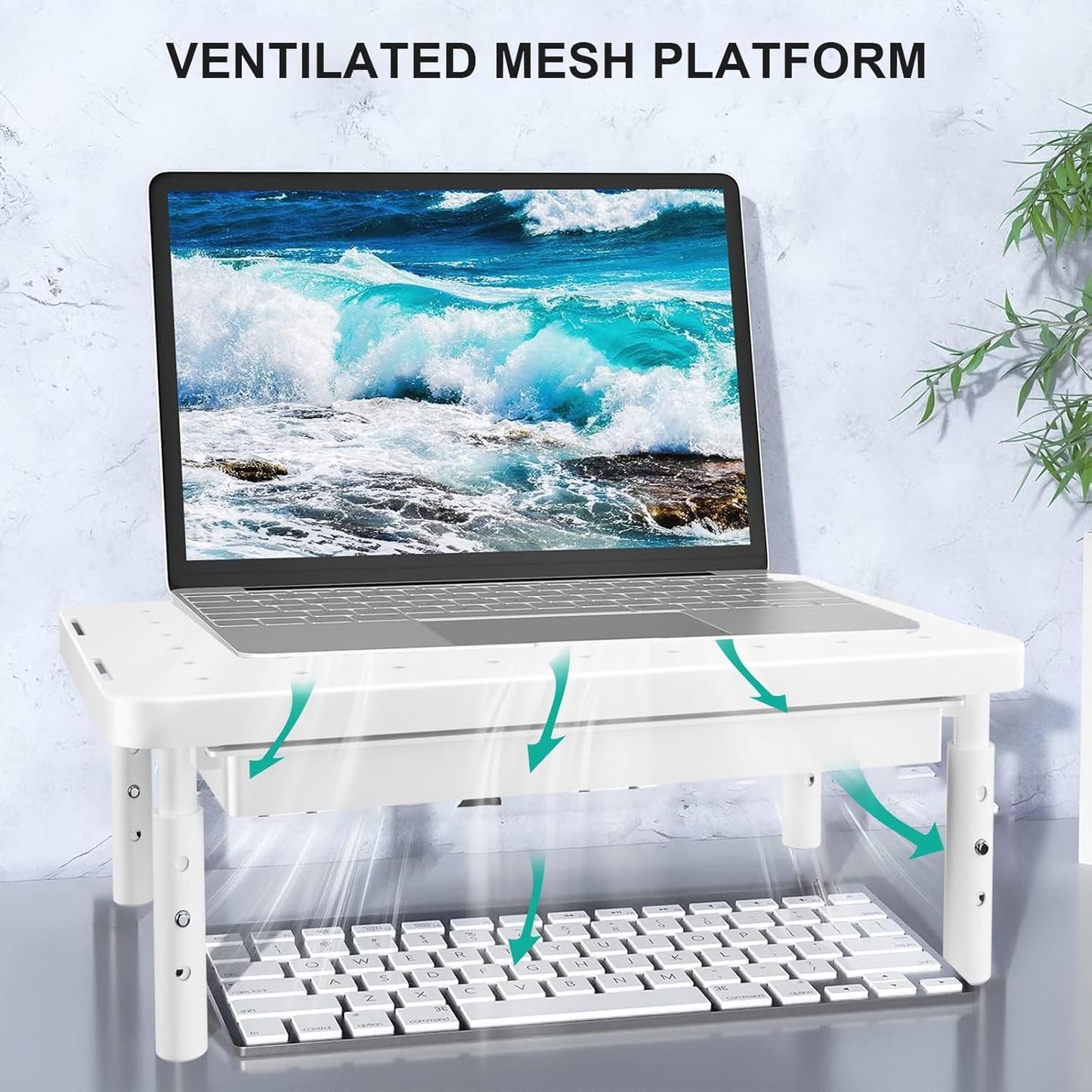 WALI Computer Monitor Stand for Desk, Adjustable Laptop Riser, Desk Monitor Stand Underneath Storage for Office, Home, School Supplies (STT003), 1 Pack, Black