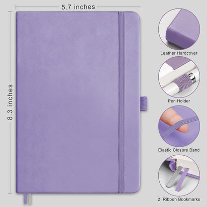 RETTACY Graph Grid Paper Notebook, 192 Pages, A5 Medium Size (5.7'' x 8.3''), 5 Squares per Inch, Leather Hardcover, 100 GSM Thick Paper, for School, Students, Math, Engineering (Brown)