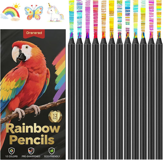 24 Pcs Rainbow Pencils Multi-Color Magic Pencils for Kids Teens - Colored Pencils for Drawing, Art Party Favors, Classroom Rewards, Birthday Gifts for Boys Girls, Travel Art Supplies (2 Boxes of 12)