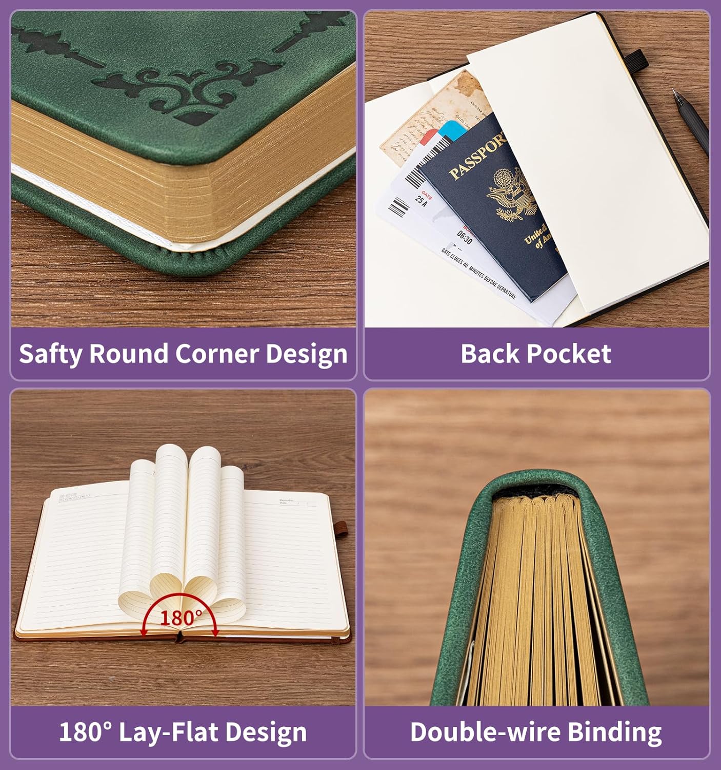 Lined Journal Notebook, A5 200 Pages Leather Journals For Writing Women & Men Travel,business,work & School,college Ruled Notebooks Hardcover Journaling Notebooks Daily Diary, 5.7'' X 8.3''-Purple