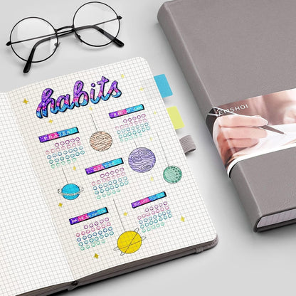 EMSHOI Graph Paper Notebook - 256 Pages A5 Graph Notebook/Journal, Hard Cover, 120gsm Thick Paper, Smooth PU Leather, Inner Pocket, 5.75'' × 8.38''-Black