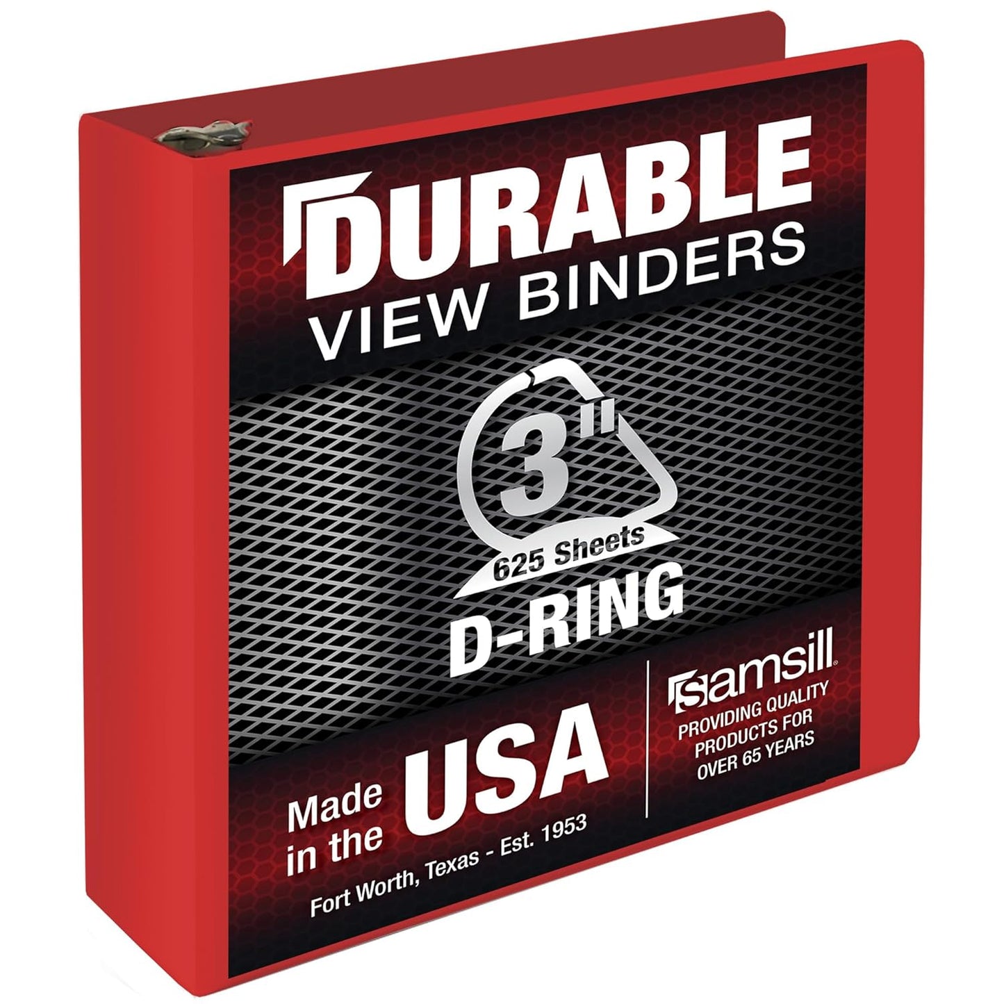 Samsill Durable 3 Inch Binder, D Ring Binder, Customizable Clear View Cover, Ruby Red, Holds 625 Pages