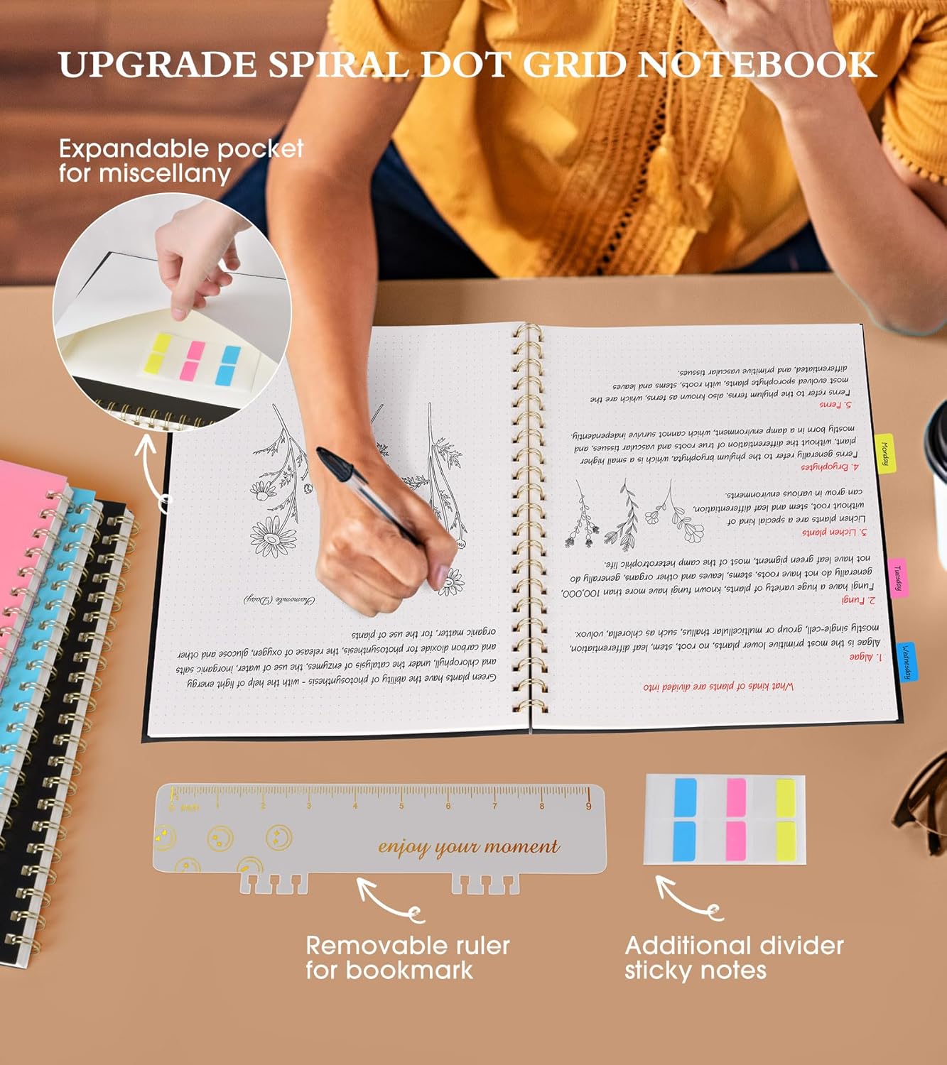 Spiral Notebook Journal 8.5” x 11”, A4 Large Pink Notebooks for Women Men, College Ruled Lined Journal, 100 GSM Paper, Plastic Hardcover Spiral Bound Journals for Work School Note Taking Business