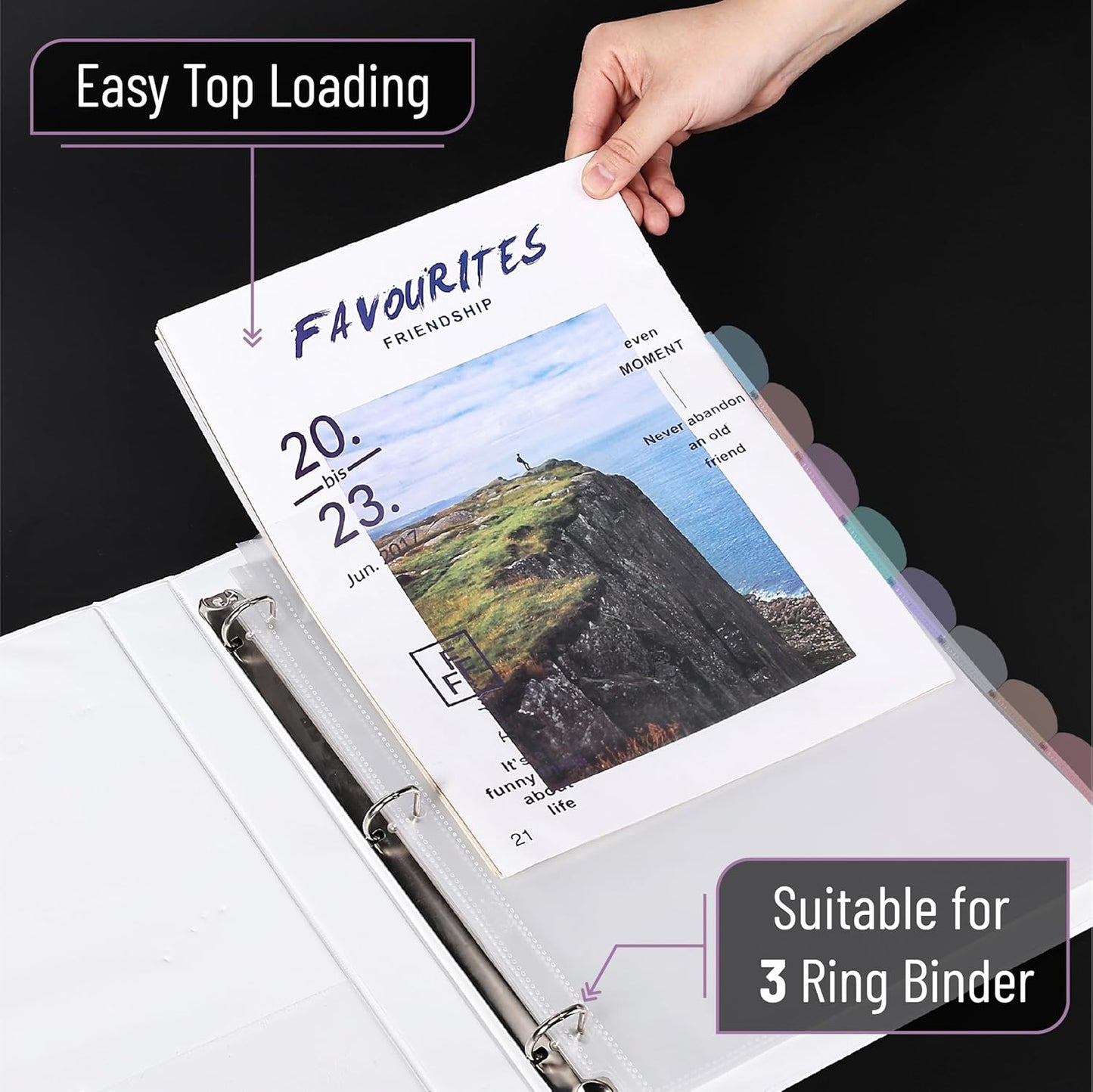Mr. Pen- Clear Sheet Protectors with Tabs, 8.5x11 Inches, 8 Tabs, 2 Sets, Durable Clear Plastic Dividers for 3 Ring Binders, Insertable Index Page Divider with Multicolor Tabs