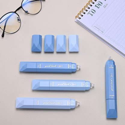 Temiary 4 Pcs 2 in 1 White Correction Tape and Double Sided Roller Set, Aesthetic Smooth Pull Out Tapes with Adhesive Glue Tape Roller Runner for School Office Supplies (Pink)