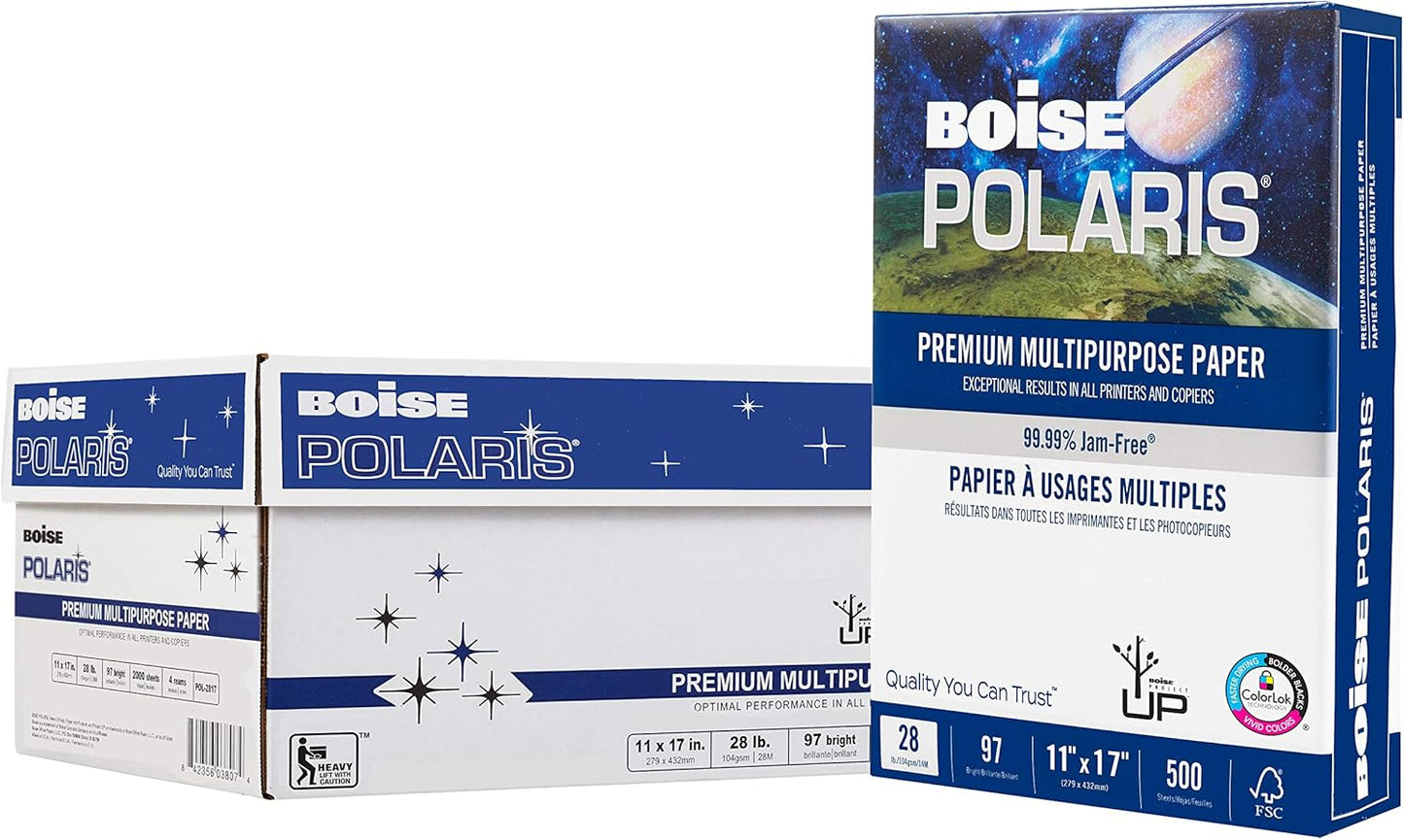 Boise Paper Premium Multipurpose Copy Paper | 8.5" x 11" Letter | 97 Bright White, 24 lb. | 10 Ream Carton (5,000 Sheets)