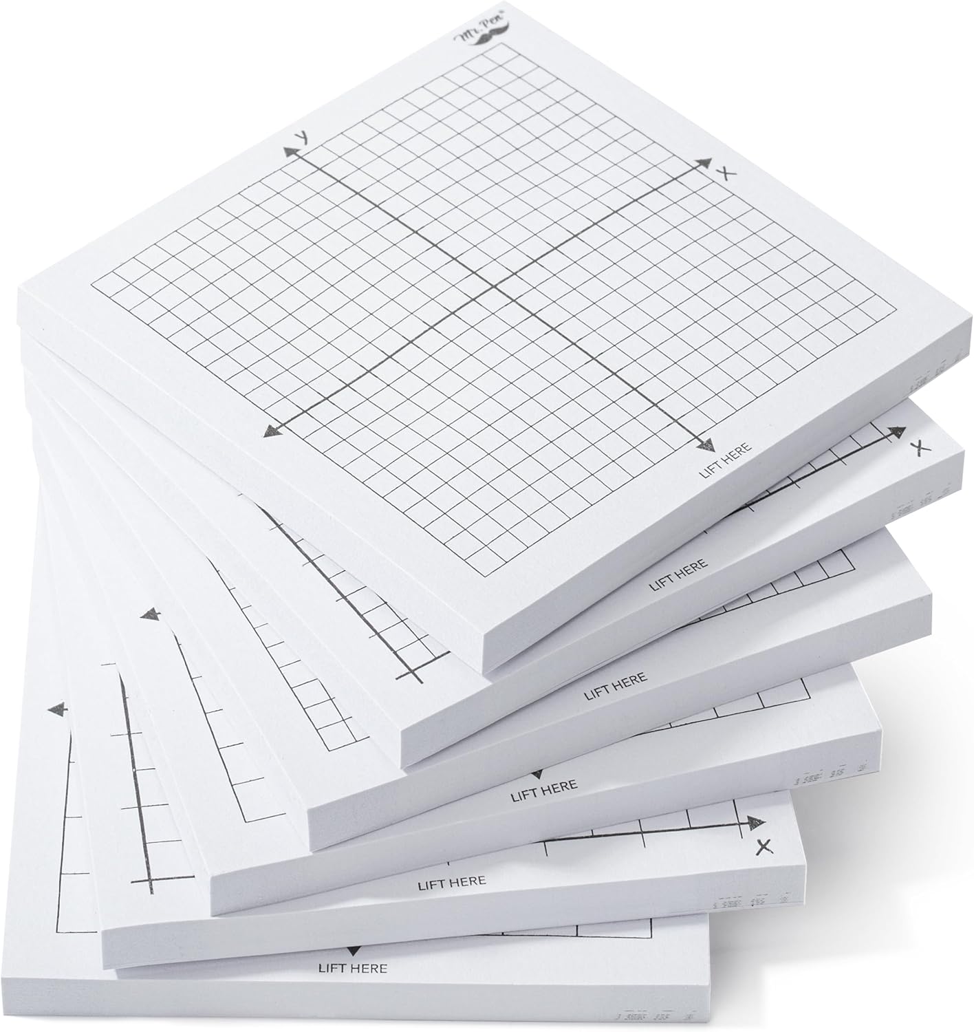 Mr. Pen- Graph Sticky Notes, 3x3 Inch, 6 Pads, 50 Sheets/Pad, 300 Sheets, 6 Grid Designs, White, Square Graph Paper Notes, Grid Sticky Note Pads for Math, Study, Journals, Planners