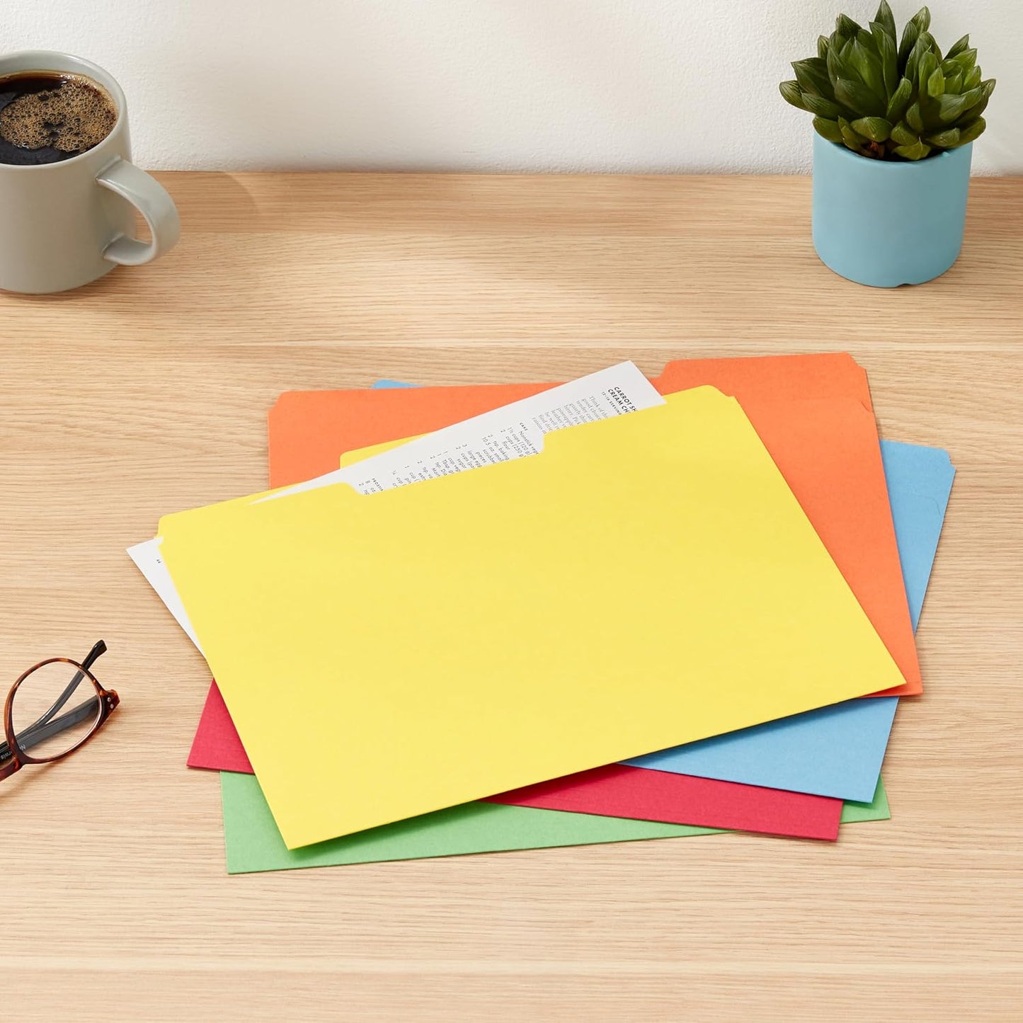 Amazon Basics Sturdy File Folders with Reinforced Tabs for Filing and Organization, 1/3-Cut Tab, Assorted Positions, Letter Size, 8.5x11 inches, Manila, 100-Pack