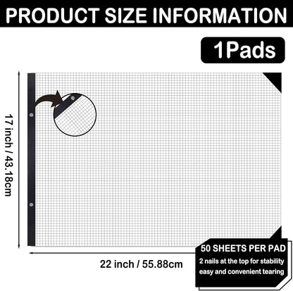 gisgfim Large Engineering Graph Paper Pad 22x 17 Landscape 4 X 4 Blue Grid Pad Giant Drafting Sketching Paper Blueprint Grid-Based Graphing for Engineer Designer Architect Draftsman Rolled Delivery