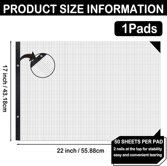 gisgfim Large Engineering Graph Paper Pad 22x 17 Landscape 4 X 4 Blue Grid Pad Giant Drafting Sketching Paper Blueprint Grid-Based Graphing for Engineer Designer Architect Draftsman Rolled Delivery