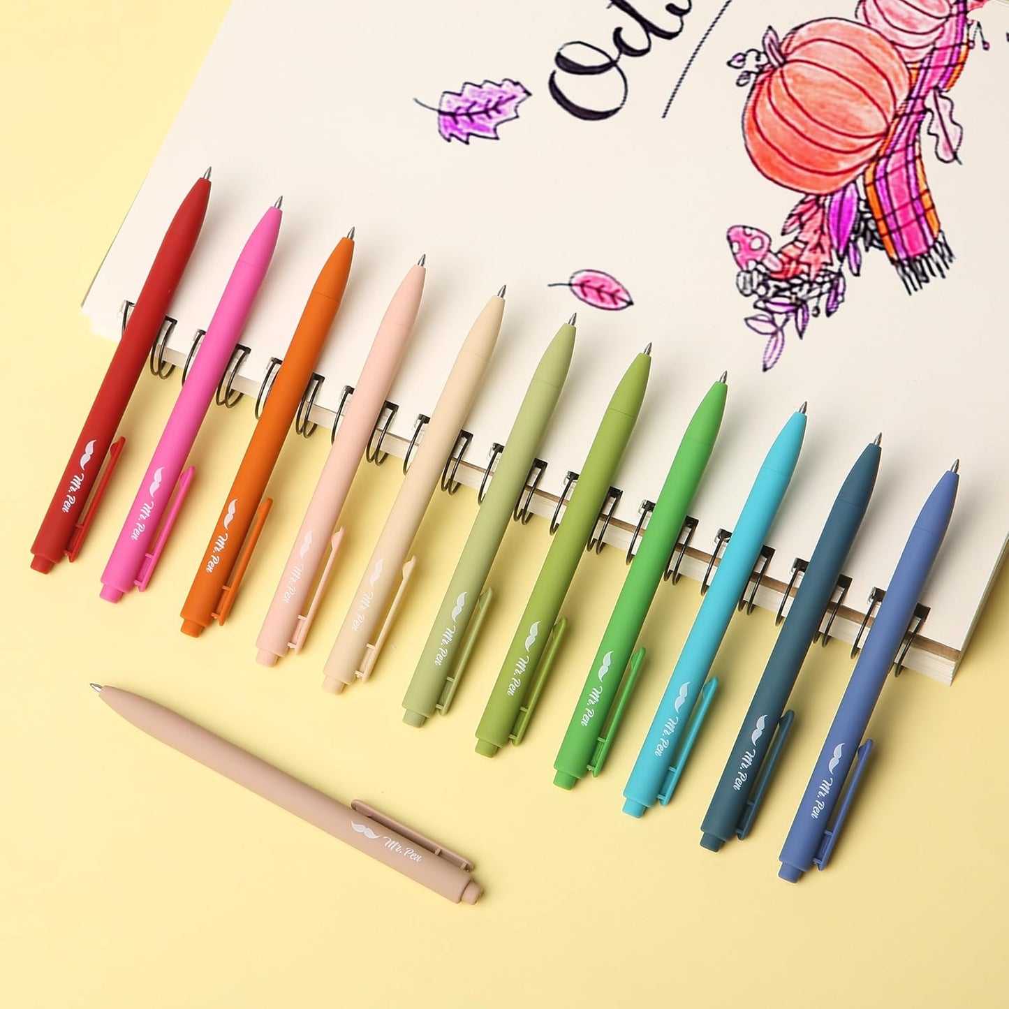 Mr. Pen- Retractable Gel Pens, 12 Pack, Colorful Ink, Fine Point 0.7mm, Fast Dry, Smooth Writing, Cute Pens for Drawing, Writing Planner and School Supplies
