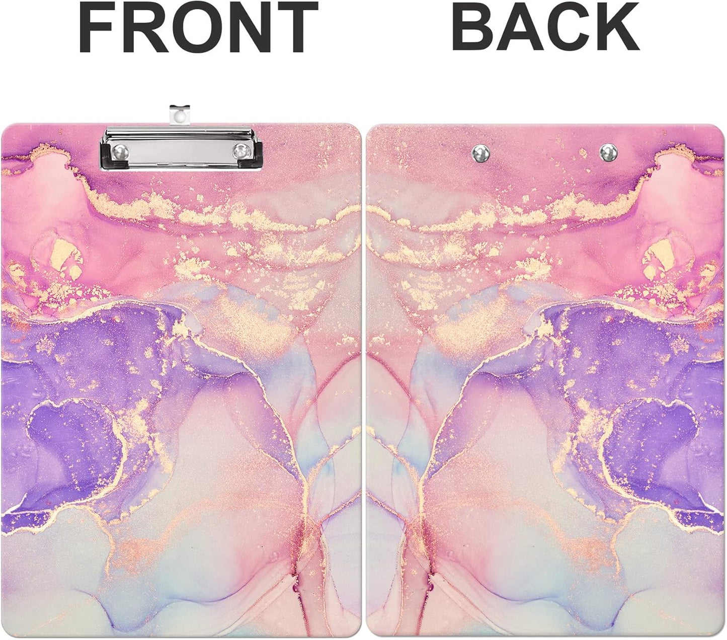 Fashion Clipboard, A4 Letter Size Wooden Decorative Clipboards for Teacher, Nurse, Doctor,Student and Kids, Cute Design for Standard Size 12.2" x 8.9" (C-Pink Purple Marble)