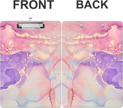 Fashion Clipboard, A4 Letter Size Wooden Decorative Clipboards for Teacher, Nurse, Doctor,Student and Kids, Cute Design for Standard Size 12.2" x 8.9" (C-Pink Purple Marble)