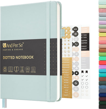 &And Per Se Lined Journal Notebook, 160 Pages, A5 5.7 x 8 inches College Ruled Thick Paper Notebook Journals for Writing, Hardcover Notebooks for Women Men Office School (1 Pack, Green) - Colors B