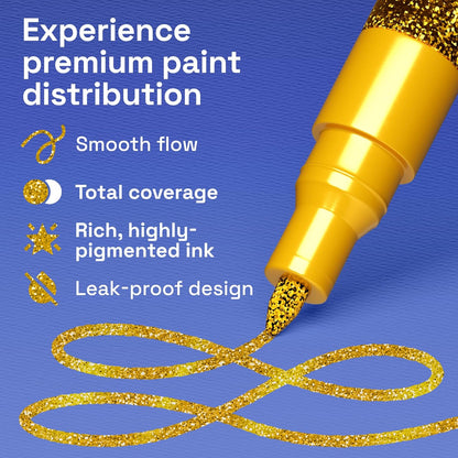 ARTISTRO 2 Gold Acrylic Paint Markers - 0.7mm Extra Fine-Tip Metallic Paint Pens - Perfect for Crafting, Art Projects, & More
