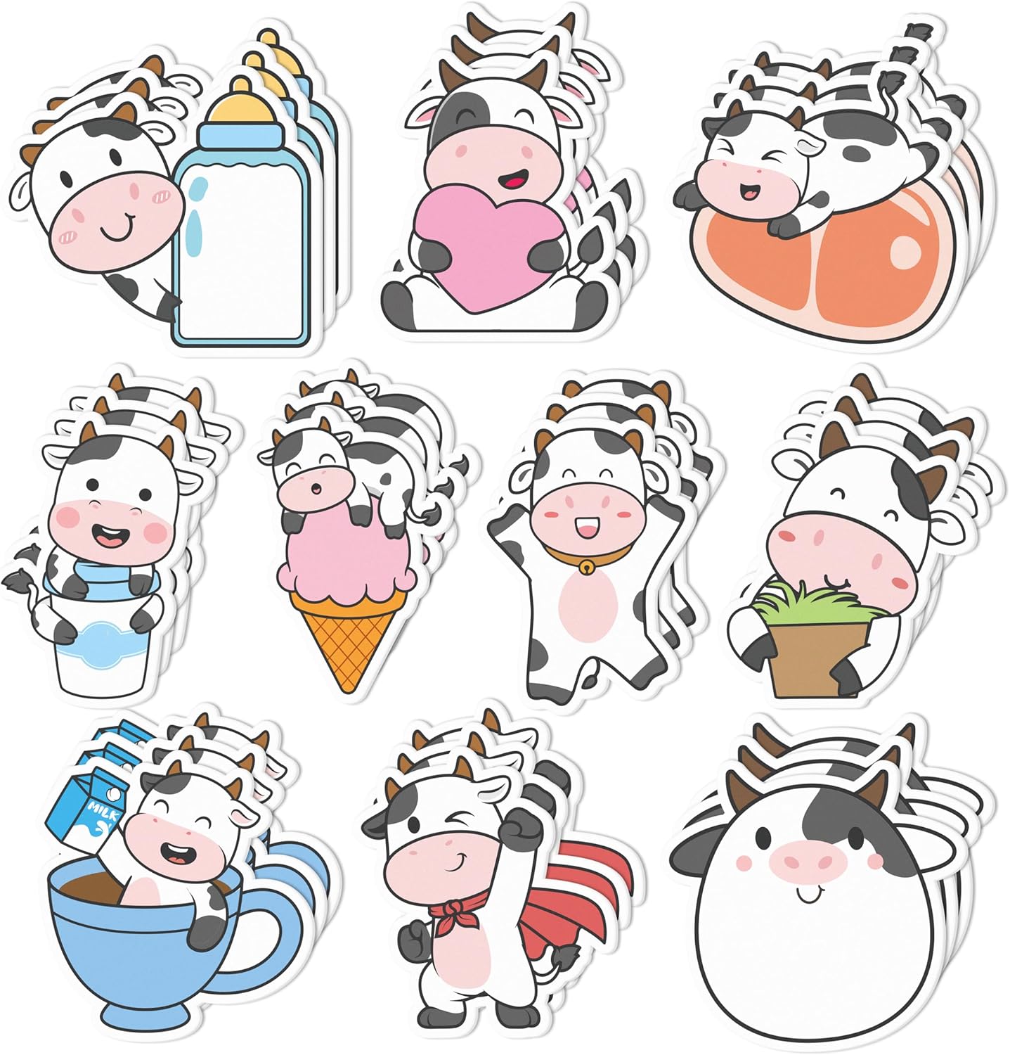 CJiangpo 30Pcs Marshmallow Sticky Notes Pads, 600 Sheets Cute Self Stick Notepad Memo Pads Funny Cartoon Page Marker Classroom Rewards Camping Themed Gift