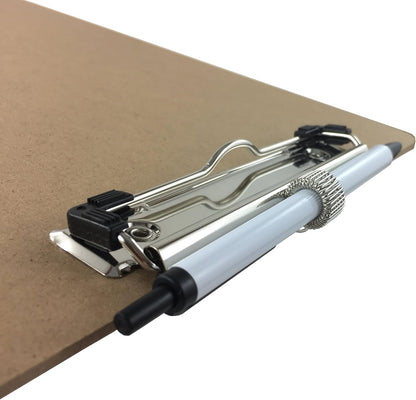 Pen Holder Clipboard, Letter Size, Low Profile Clip, Hardboard Single (Pen Included)