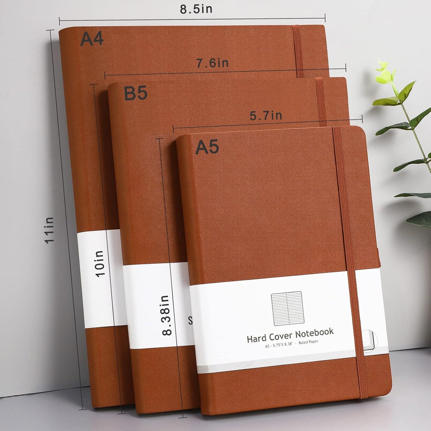 AHGXG 8.5''×11'' Notebook College Ruled - Large A4 Notebook Lined Journal - 320 Pages Thick Journal for Writing, 100gsm Thick Paper, Leather Softcover, for Work School - Black