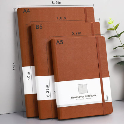 AHGXG 8.5''×11'' Notebook College Ruled - Large A4 Notebook Lined Journal - 320 Pages Thick Journal for Writing, 100gsm Thick Paper, Leather Softcover, for Work School - Black
