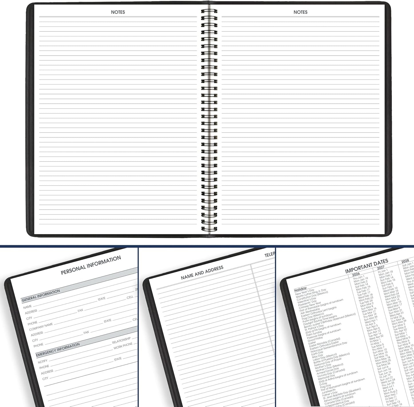 AT-A-GLANCE Planner 2026-2027 Weekly Academic 14-Month July-August, Quarter-Hourly Appointment Book, 8-1/4" x 11", Black (7095705)