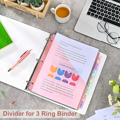 8-Tab Binder Dividers, Index Pockets for 3 Ring Binders, 8 Pastel Colors, US Letter Size (1)