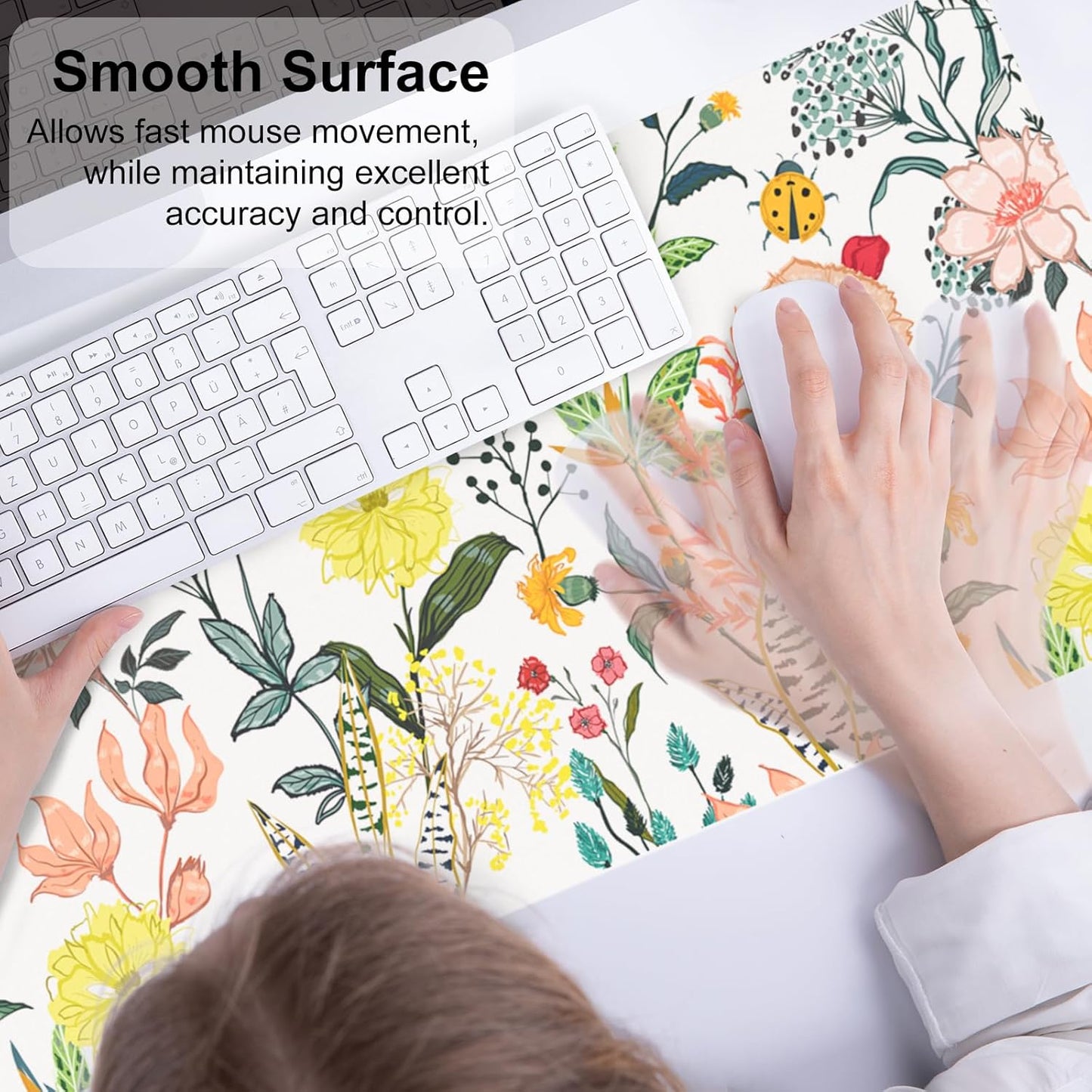 QIYI Large Mouse Pad, Cute Pink Desk Mat for Desktop, Women Girls PU Leather Desk Pad Waterproof Gaming Mousepad, Rose Gold Marble Computer Protector Writing Pad for School Office Home 31.5" x 15.7"
