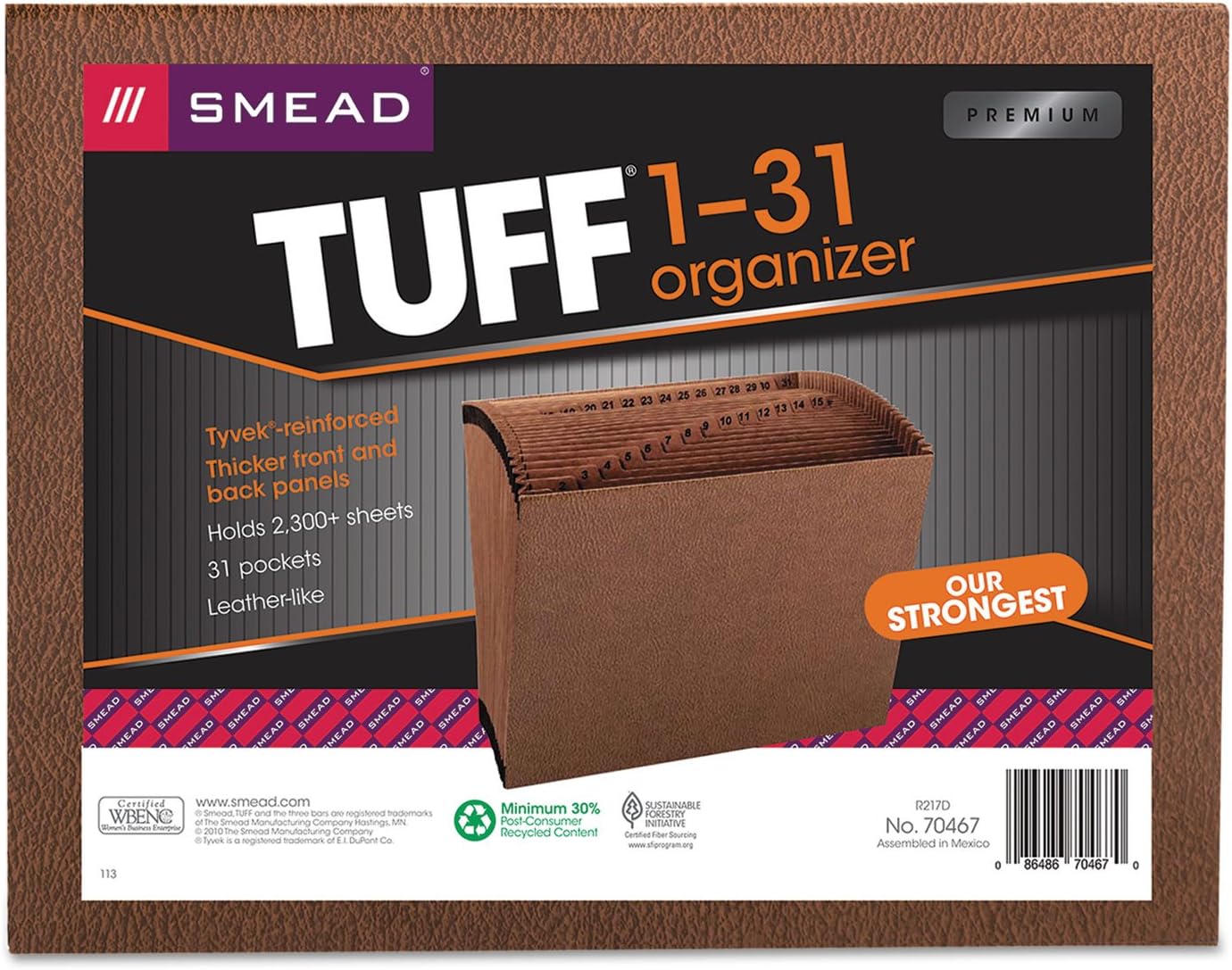 Smead TUFF Expanding File, Monthly (Jan.-Dec.), 12 Pockets, Letter Size, Redrope-Printed Stock (70488)