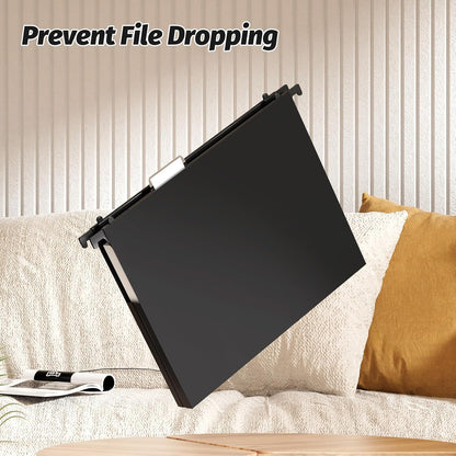 SHUTEX Extra Capacity Plastic Hanging File Folders,12 Pack Reinforced Hang Folder,Heavy Duty 1 Inch Expansion,Filing Cabinet Folders Letter Size for Bulk Files/Medical Charts, Black
