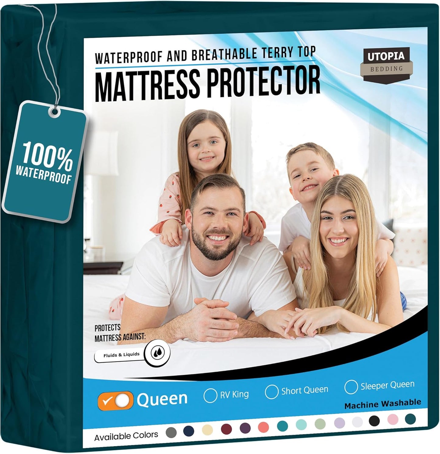 Twin Size Mattress Protector Waterproof, Premium 200 GSM Terry Mattress Cover, Soft & Breathable Bed Cover, Fitted Sheet Style Stretchable Deep Pockets 15" by Utopia Bedding (White)