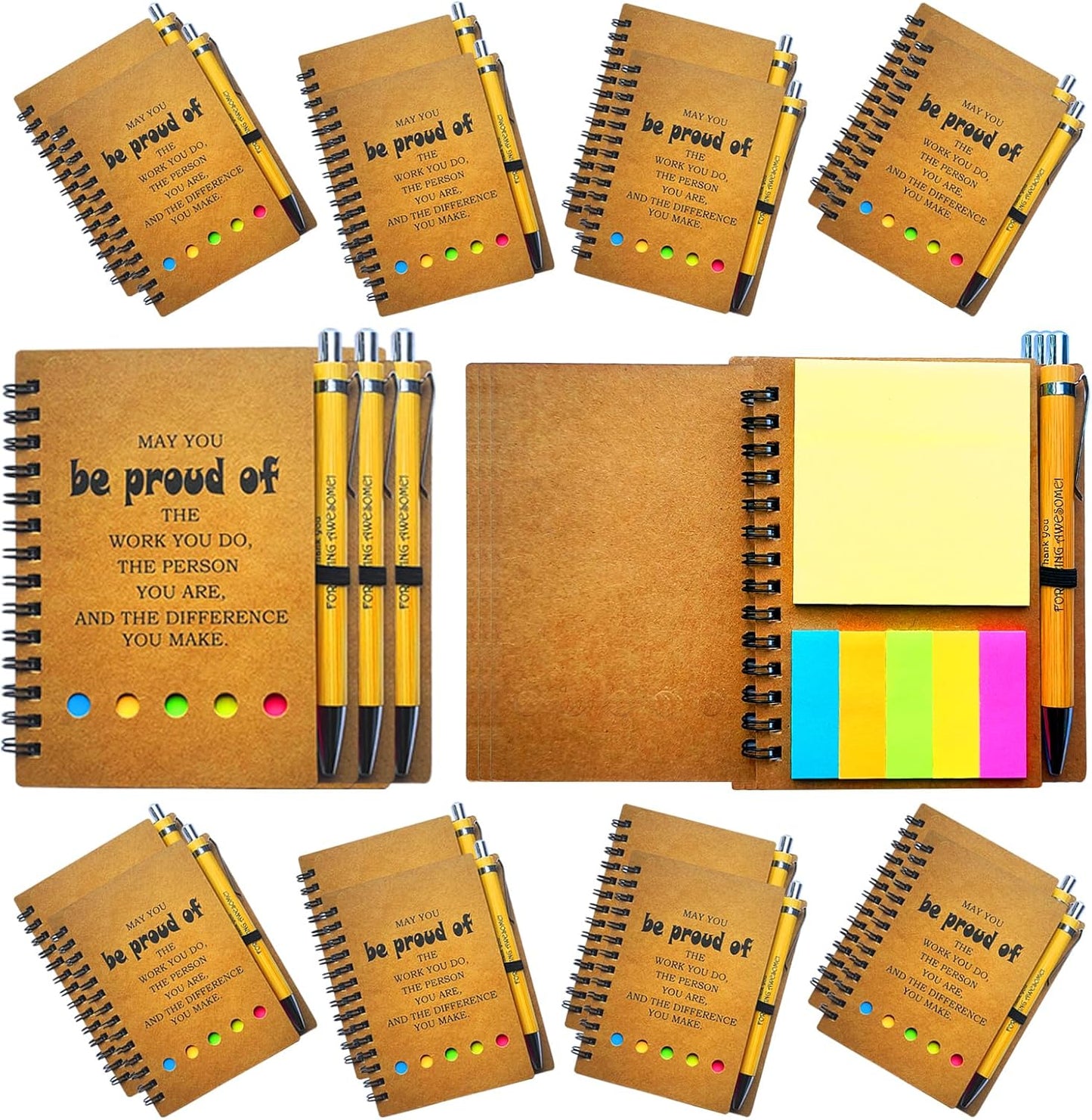 2026 Inspirational Spiral Notebook 10 Sets Portable Employee Appreciation Gifts Bulk Journals with Sticky Note Pen for Teachers Students Friends Colleagues Volunteer Nurse and Family Thank You Gifts