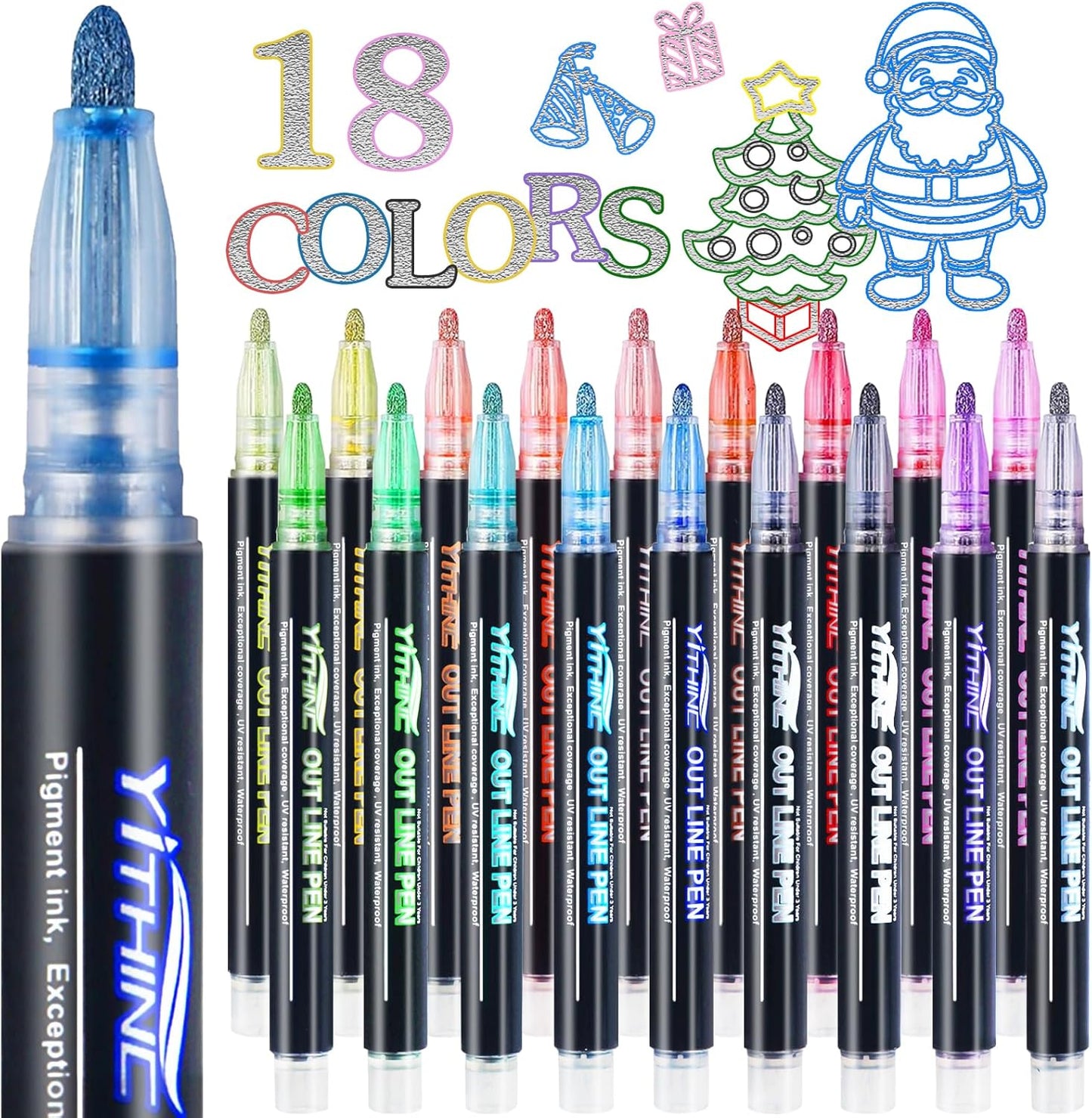 Outline Markers, 12 Metallic Shimmer Glitter Gel Pens, Tween Teen Girl Gifts Trendy Stuff, Cool Cute Art Craft School Drawing Supplies, Birthday Fun Kits for Kids Girls Ages 4 6 8 10 12 Year Old