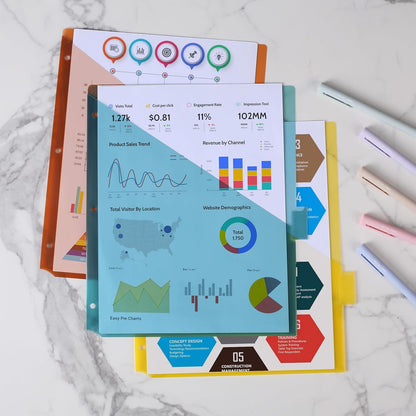 Mr. Pen- Binder Dividers with Pockets and Tabs, 1 Set, 8 Tabs/Set, Colorful, 3 Ring Binder Dividers with Tabs and Pockets on Both Sides