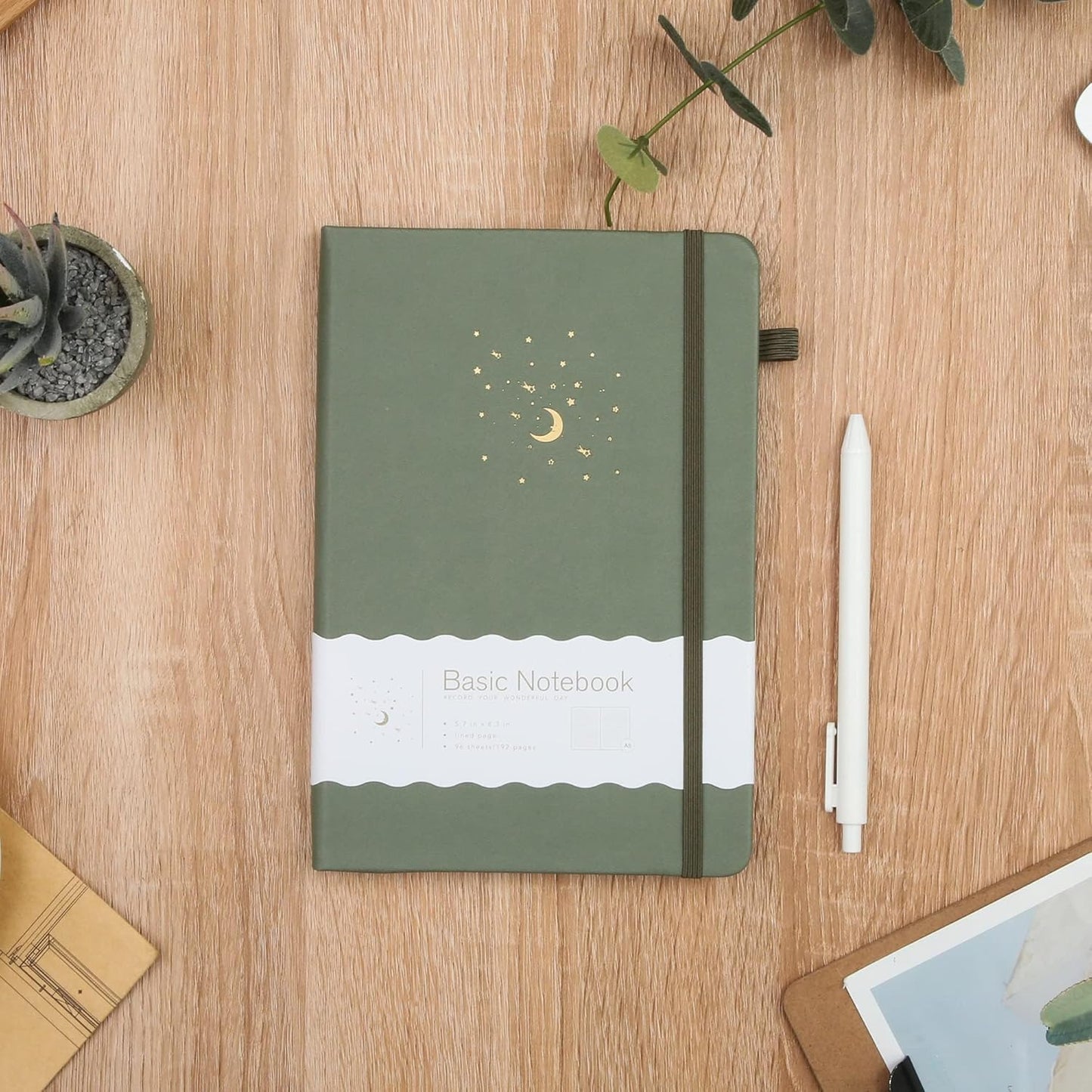 CAGIE Journal Notebook for Women Men, Hardcover Lined Notebooks Journals for Writing Work Journaling Note Taking Diary with Pen Loop (Black Ruled), Gifts, 5.7" x 8.3", 196 Pages